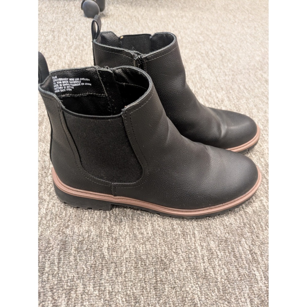 Black Brandy Mini Lug Chelsea Boots Side Zip Rose Gold Sole‎ Size 9.5 M